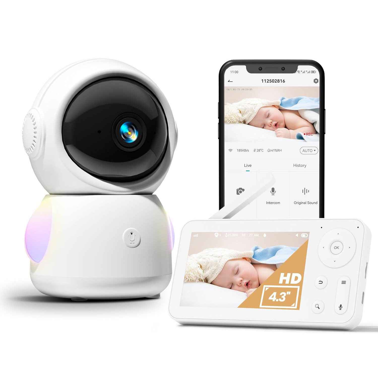 Wireless Baby Monitor - 4.3Inch Scherm 2MP 1080P Full Color