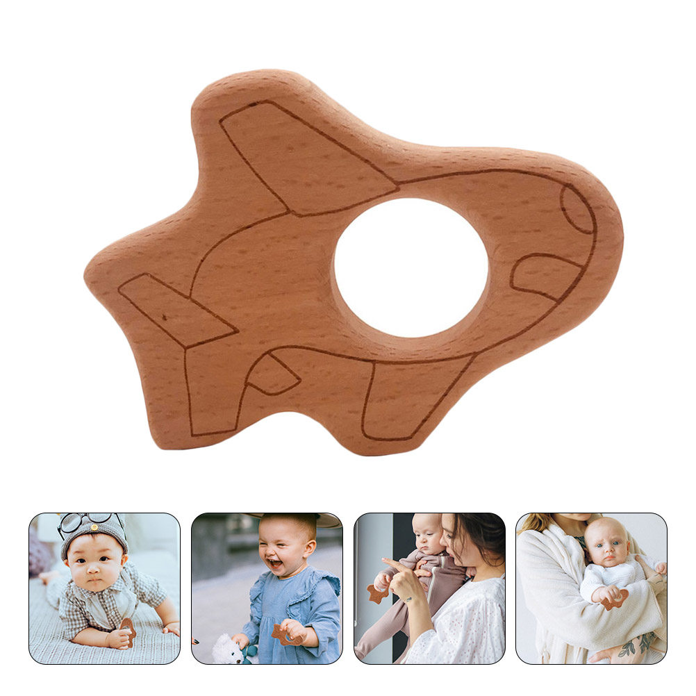 Baby Products Natural - 2 stuks vliegtuigvormige baby-bijtjes, veilig natuurlijk