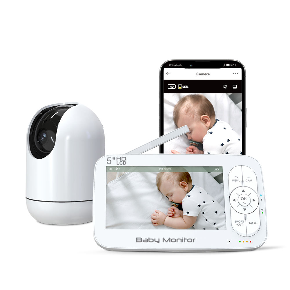 Wireless Baby Monitor - 5Inch 2MP 1080P APP Afstandsbediening WIFI